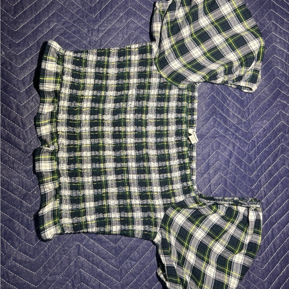 American Eagle Plaid Shirt in Green and Blue